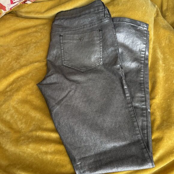 Guess Metallic Skinny Jeggings Silver Maxine Fit - Picture 9 of 10